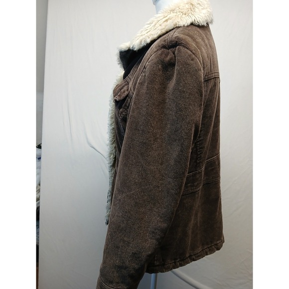 Vintage Braeton y2k corduroy brown jacket‎ Fur trim womens medium 90s - Picture 6 of 11